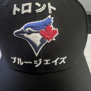 NWOT's Black Blue Jays Baseball Cap with Japanese Writing Purple Cross Detail
